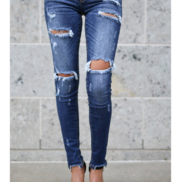 High Waist Streetwear Jeans Female Fashion Skinny Blue Casual Trousers
