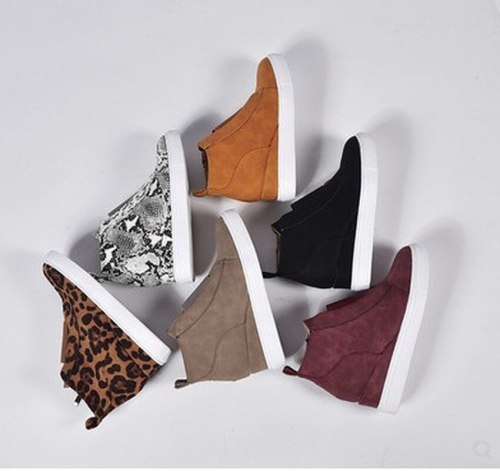 Wedge Heel Women'S Shoes Winter High Top Casual Shoes Thick Bottom Large Size Women'S Shoes 41-43