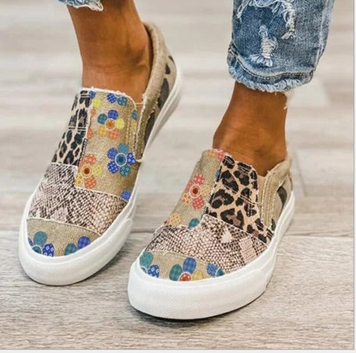 Student Women Ankle Boots Low Heels Wedges Pumps Light Flat Platfrom Shoes Woman Summer Booties Zapatos De Mujer Leopard