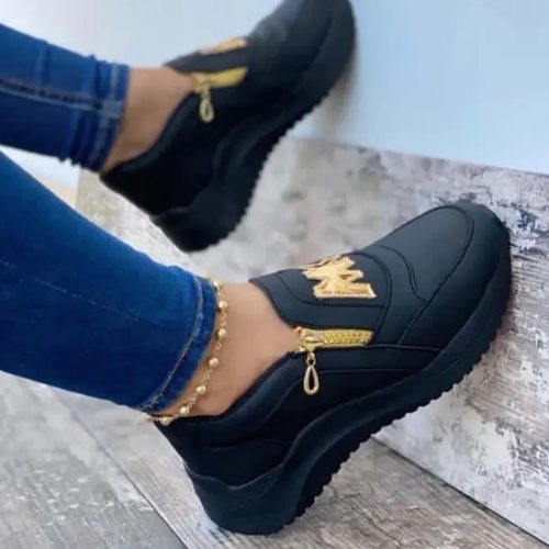 2021 Spring Women Chunky Sneakers Solid Color Platform Shoes Thick Bottom Zipper Women's Vulcanized Shoes  Sneakers Women Shoes