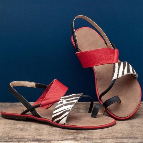 New Summer Comfortable Womens Flat Sandals High Quality Mixed Colors Leather Casual Flats Shoes Plus Size Women Sandals