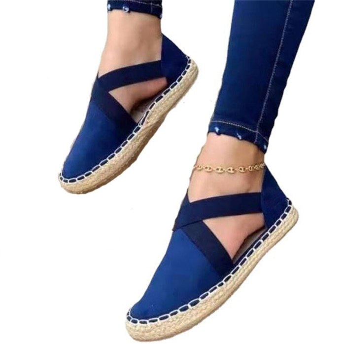 2021 Classic Flats Women Spring Summer Espadrille Elastic Band Ladies Comfy Casual Sandals 34-43 Large-Sized Female Cloth Shoes