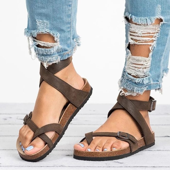 Women Sandals 2021 New Women Summer Sandals Plus Size 43 Leather Flat Sandals Female Flip Flop Casual Beach Shoes Ladies