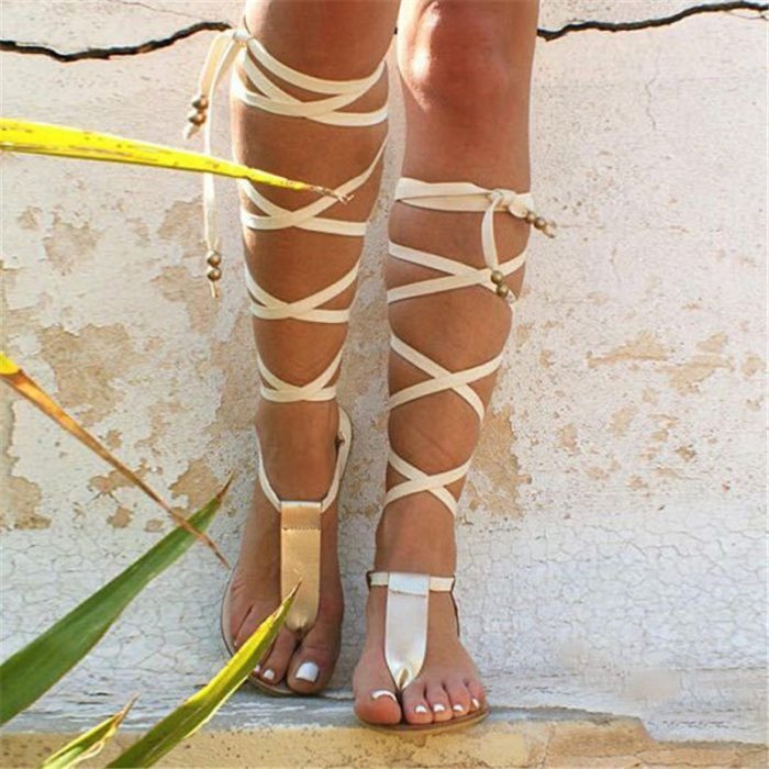 New Gladiator Women Flat Sandals Ladies Clip Toe Cross Strap Thong Sandals Shoes Woman Beach Free-binding Sandalen Dames 2021
