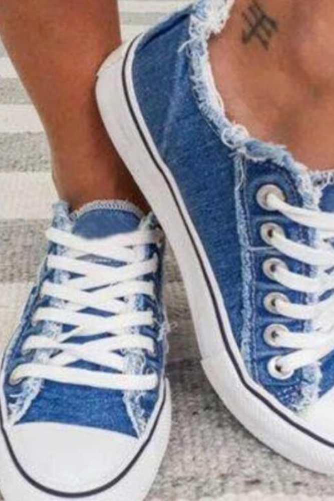 Top Selling Women Canvas Shoes Denim Thin Casual Spring Autumn T-tied Low-top Leisure Students Shoes Matching All Choice