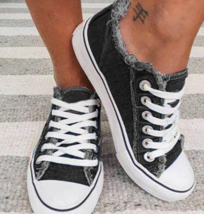 2021 Top Selling Women Canvas Shoes Denim Thin Casual Spring Autumn T-tied Low-top Leisure Students Shoes Matching All Choice
