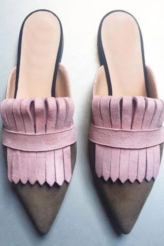 Summer New Slippers Women Low Heels Sandals 2021 Fashion Female Shoes Pointed Toe Slides Comfort Ladies Flats Woman Plus Size 43
