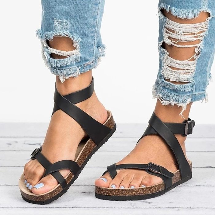 Women Sandals 2021 New Women Summer Sandals Plus Size 43 Leather Flat Sandals Female Flip Flop Casual Beach Shoes Ladies