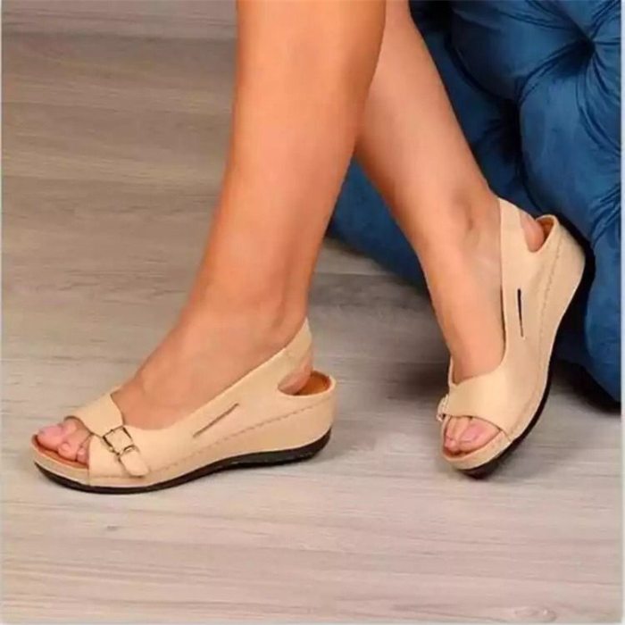 2021 Female Wedge Heels Shoes Women Summer Comfortable Sandals Slip-on Flat Sandals Platform Sandalias fr5