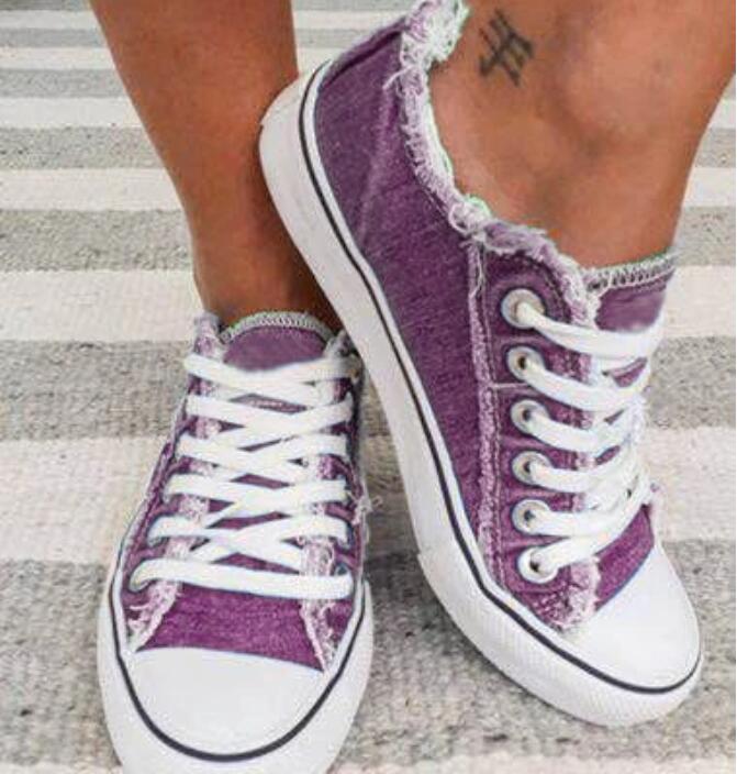 Top Selling Women Canvas Shoes Denim Thin Casual Spring Autumn T-tied Low-top Leisure Students Shoes Matching All Choice