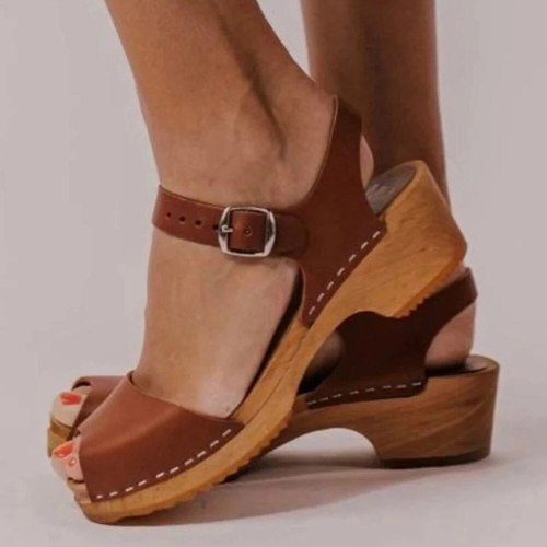 New Office Women Shallow Platform Shoes Summer Heeled Ol Sandals Women Unique Elegant Med Chunky Heels Sandals