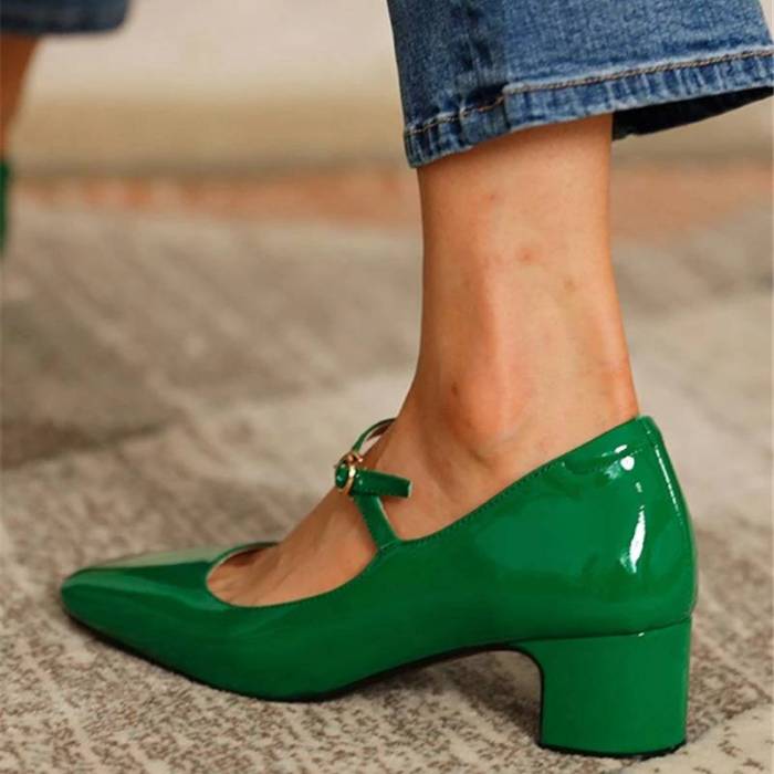 Fashion Women's Shoes Mary Jane Style Ladies Shoes Low Heel Shallow Mouth Round Toe Solid Color Women's Shoes Party Shoes