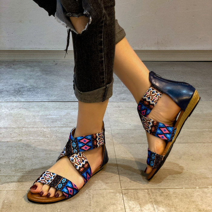 2021 Summer Plus Size Bohemian Women Sandals Ladies Beach Shoes Casual Single Rome Oversized Female Sandals