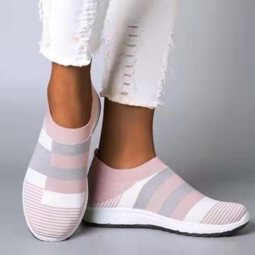 New Women Sneakers Women's Casual Flat Knitting Vulcanized Shoes Woman Slip On Fashion Stretch Ladies Comfort Female Plus Size