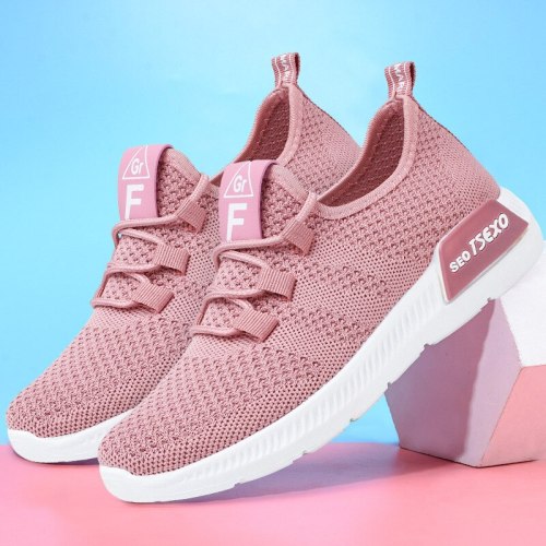 2021 New Casual Breathable Women's Shoes Running Shoes Comfortable Flying Woven Breathable Mesh Sports Shoes Women
