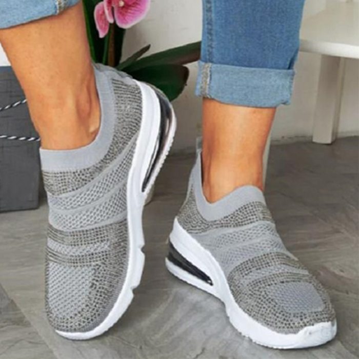 Female Vulcanized Shoes Fashion Comfortable Woman Sneakers Air Mesh Breathable Casual Slip-On Wedges Ladies Footwear Plus Size