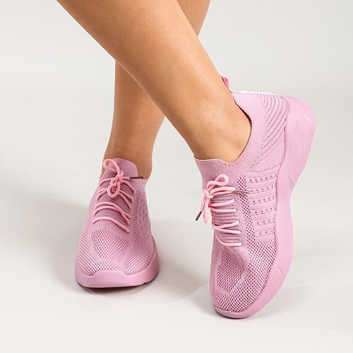 Women's Running Shoes Knitting Breathable Ladies Sneakers Sofe Bottom Spring Summer Fashion Lace Up Female Vulcanized Footwear