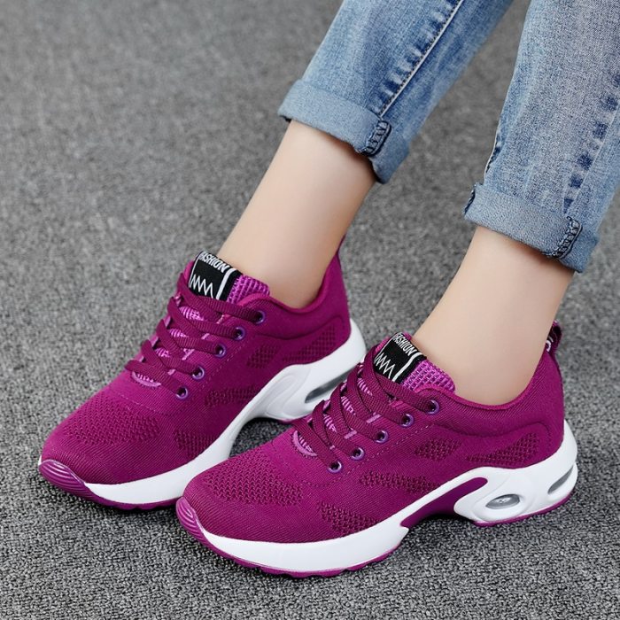 Ladies Trainers Casual Mesh Sneakers Pink Women Flat Shoes Lightweight Soft Sneakers Breathable Footwear Basket Shoes Plus Size