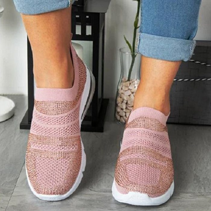 Female Vulcanized Shoes Fashion Comfortable Woman Sneakers Air Mesh Breathable Casual Slip-On Wedges Ladies Footwear Plus Size