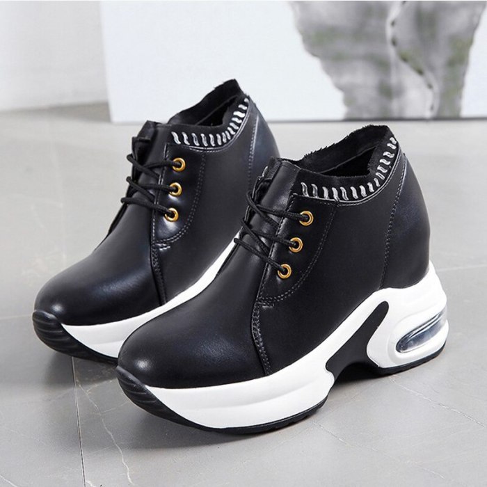 Platform Sneakers Women Thick Bottom Wedges Vulcanized Shoes High Heels Ladies Spring Footwear Suede Leather Female Shoes