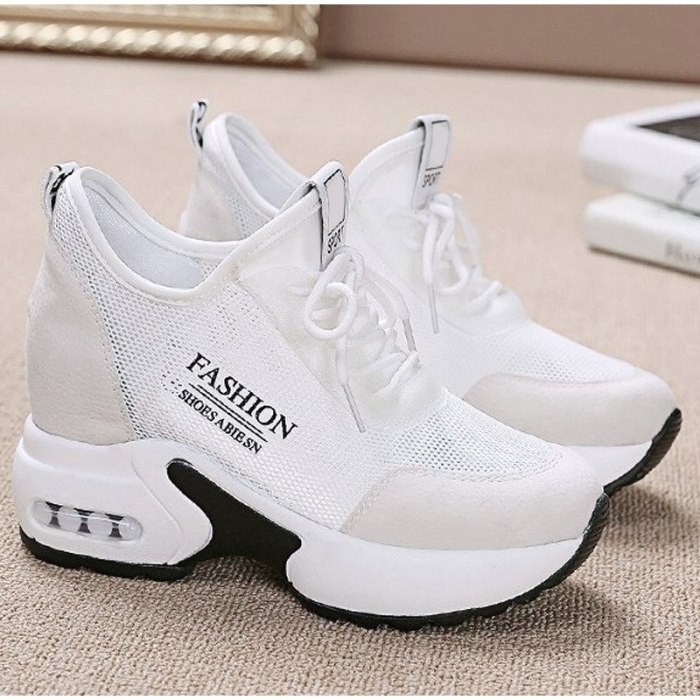 Platform Sneakers Women Thick Bottom Wedges Vulcanized Shoes High Heels Ladies Spring Footwear Suede Leather Female Shoes