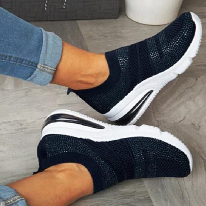 Female Vulcanized Shoes Fashion Comfortable Woman Sneakers Air Mesh Breathable Casual Slip-On Wedges Ladies Footwear Plus Size