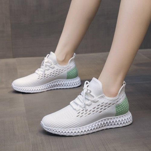 Knitted Female Shoes Sneakers Breathable Vulcanized Flat Women Shoes Plus Size 43 Air Cushion Spring Casual 2021 Running Shoes