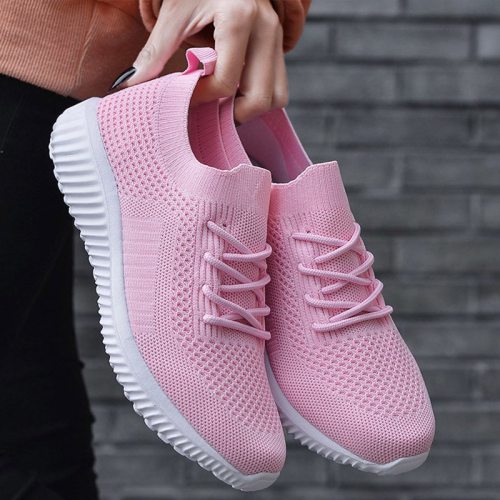 Women's Sneakers Light Breathable 2021 Lace Up Flat Shoes Ladies Mesh Vulcanized Shoes Casual Comfort Female Footwear Plus Size