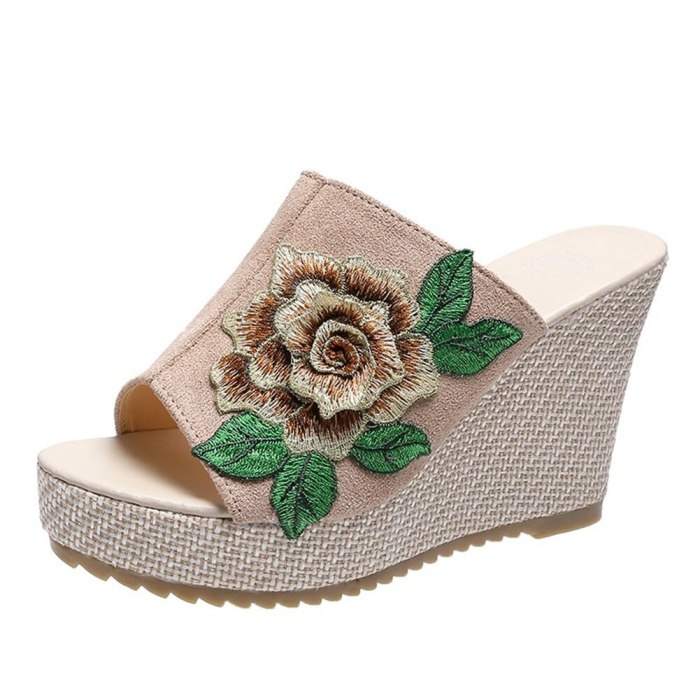 Lapolaka Wedges Sandals High Heel Platform Wedges Metal Decoration Flower Summer Elegant Cozy Women Fashion Slipper Mules Shoes