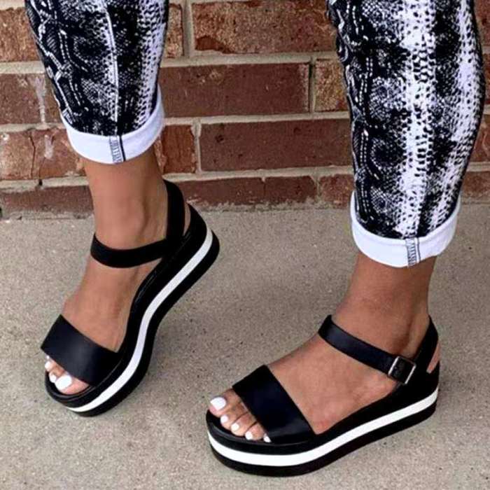 Summer Women Flat Sandals Mixed Colors Wedges Sandals Platform Women Shoes 2021 Ankle Strap Casual Light Beach Woman Shoes
