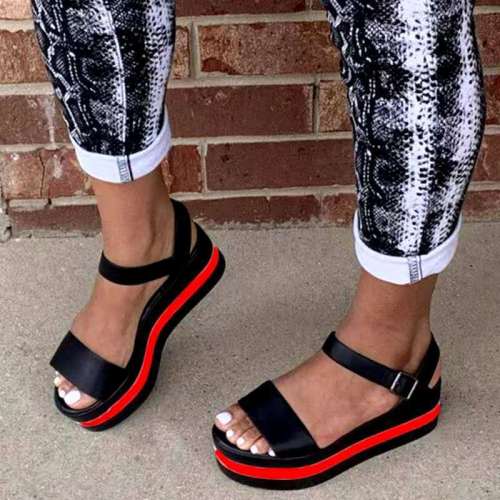 Summer Women Flat Sandals Mixed Colors Wedges Sandals Platform Women Shoes 2021 Ankle Strap Casual Light Beach Woman Shoes