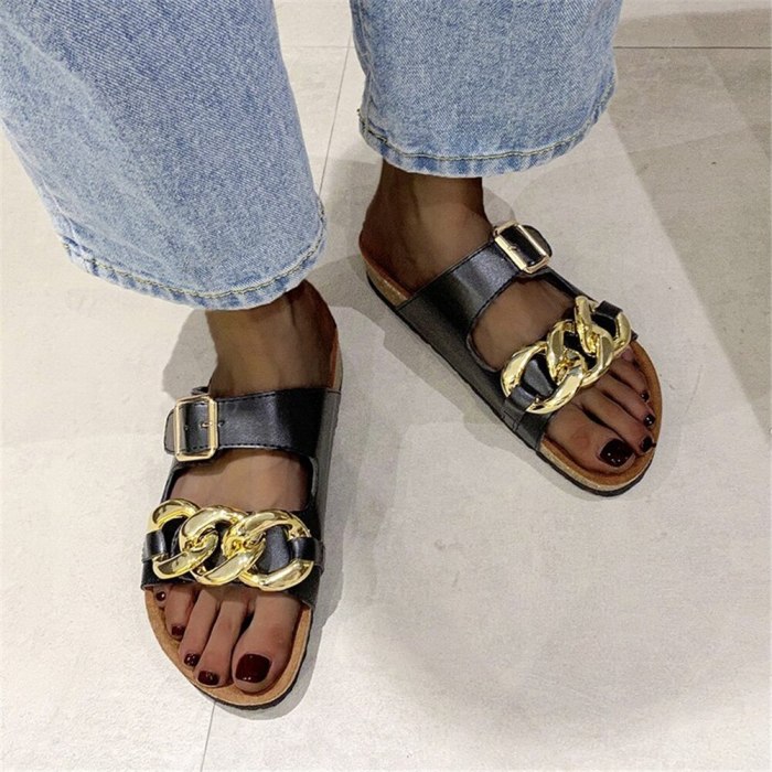 Lapolaka Flat Heel Slipper With Metal Decoration Summer Cozy Leisure 2021 New Women Mules Shoes Fashion Slipper Sandals