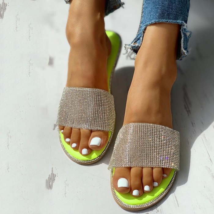 Silver Glitter Bling Slippers For Girls Summer Non-slip Soft Beach Ladies Slides Flats Home Women Sandals Outdoor Footwear