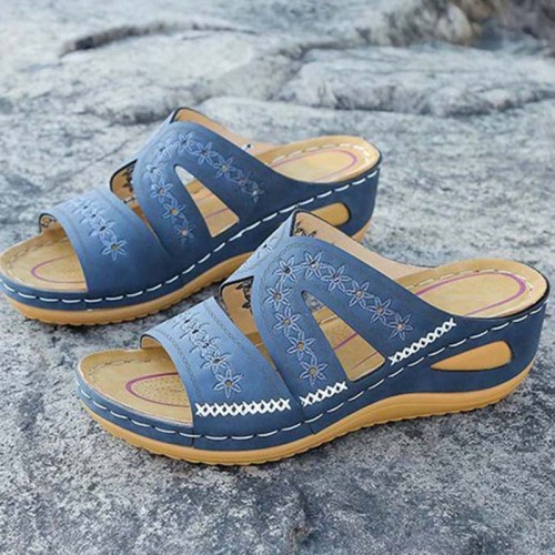 Women Sandals Cut Out Wedge Sandals Women Platform Shoes Fashion Ethnic Flat Shoes Female Slippers Outdoor Sandalias Muje 2021