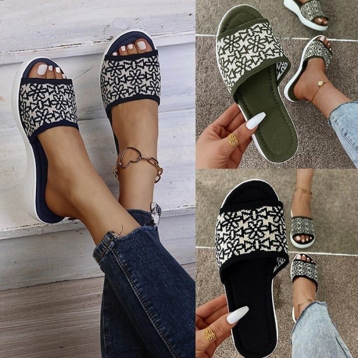 Slippers Women 2021 Summer New Women's Plus Size One-line Slippers European and American Fashion Sandals and Slippers Women