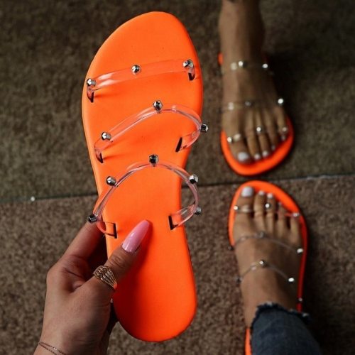 Women's Slippers Sandals Flip Flops Ladies Fashion rivet Bohemia Beach Casual Breathable Comfort Slippers Shoes Plus Size