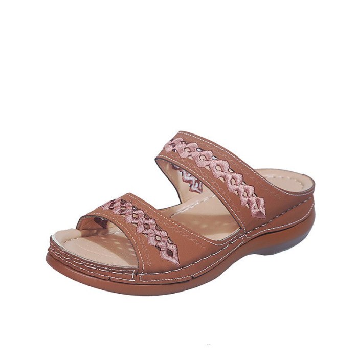 Women Summer  Slipper Platform Ladies PU Leather Flat Shoes Female Casual Slingbacks Sandals Comfortable Woman Shoes
