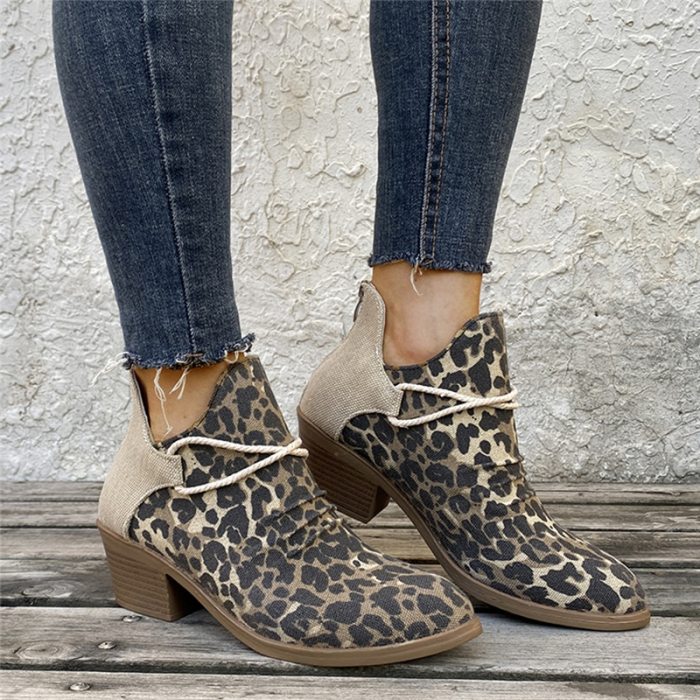 Women's Plus Size Leopard Print Ankle Boots