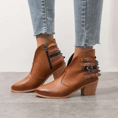 2020 Women Ankle Boots High Heels Pumps Shoes Woman Winter Warm Plus Size Vintage Shoe Chaussures Femme Zapatos Mujer Sapato