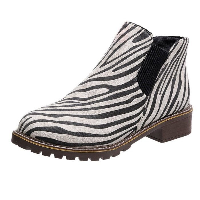 New Zebra Pattern Women's Ankle Boots For Ladies Casual Walking Shoes Female Short Boots Outdoor Footwear Women Boots Size 35-43