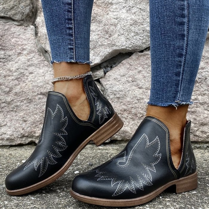 Women Cowboy Platform Ankle Boots