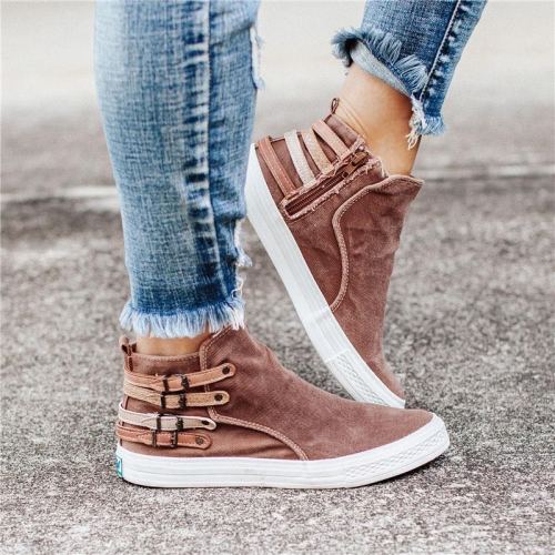 New Flat Casual Shoes Women Middle Gang Canvas Shoes Hasp Cowboy Cloth Light Breathable Women's Shoes Large Size 43