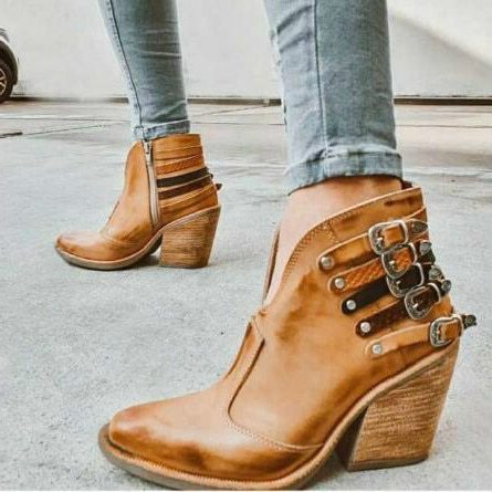 Women Autumn Warm Plus Aize Vintage Ankle Boots