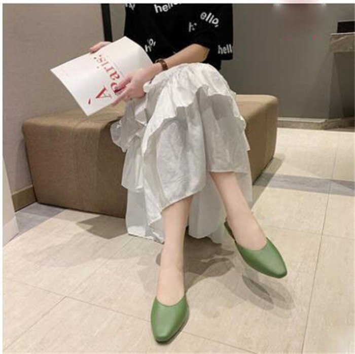 Summer Mules Women 2021 Fashion Elegant Soft Leather Ladies Closed Toe Non-Slip Comfortable Sandals Dress Party Female Slippers