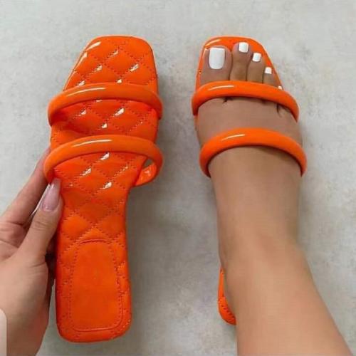 summer 2021 women new solid color double ring home flat heel set foot leisure all-match fashion outdoor beach sandals/slippers
