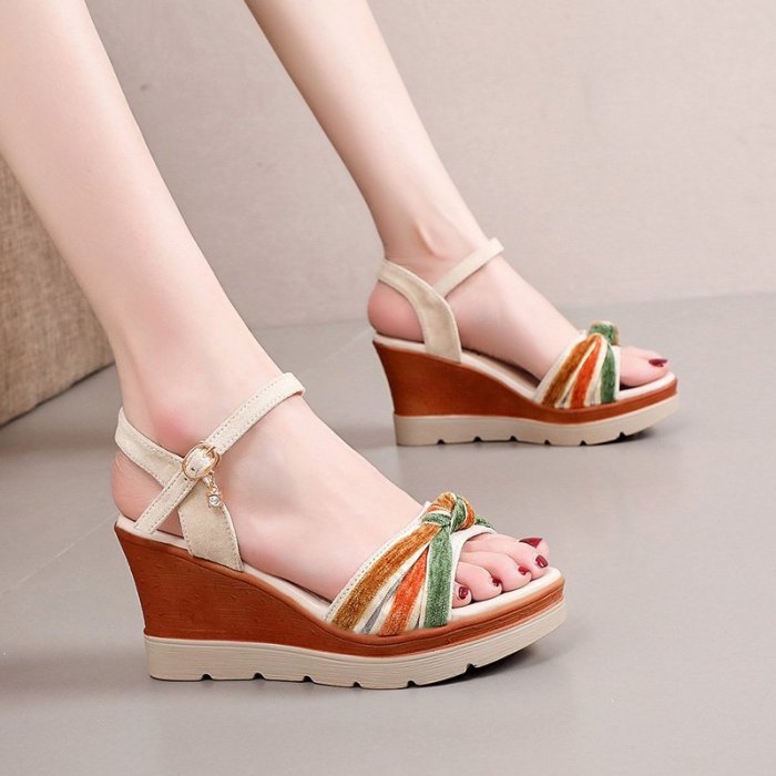 Plus Size 35-40 Platform Wedges Sandals Women Shoes Summer 2021 HIgh Heels Sandals Ladies Elegant Office Sandals Beach Shoes
