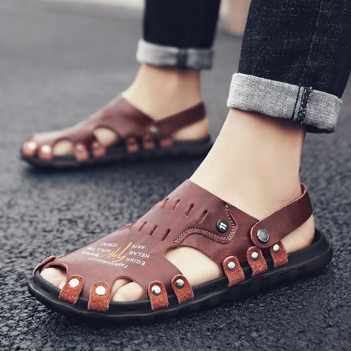 Summer Men's Leather Breathable Cool Beach Sandals