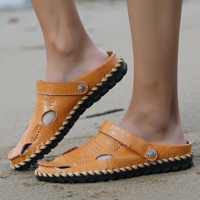 Summer Leather Classic Outdoor Beach Rubber Men Sandals