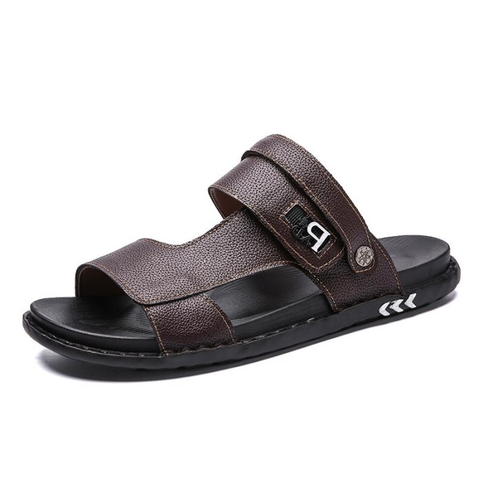 Men's Leather Sandals Breathable Summer Flats Men Sandals Shoes Fashion Beach Plus Big Size Casual Non-Slip Shoe Man's Shoes