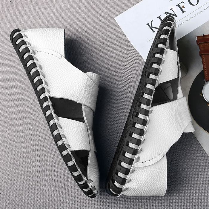 Fashion Men Casual Hollow Out Leather Sandals